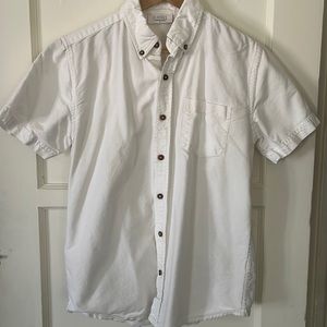 Basic white button down short sleeve collared shirt